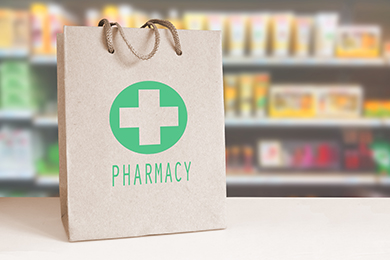 brown paper pharmacy shopping bag