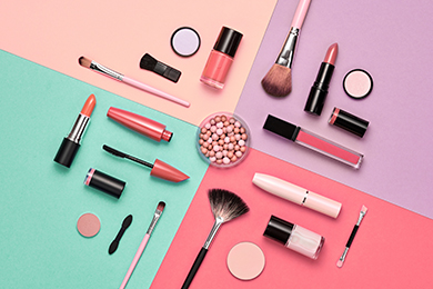 Beauty cosmetic makeup product layout