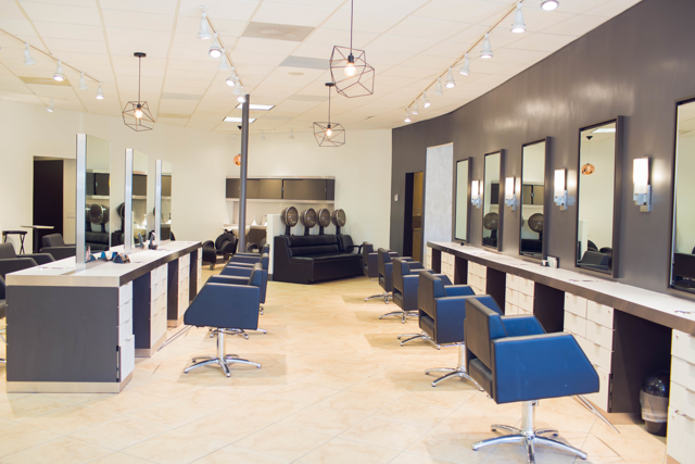 view of salon stations with mirrors